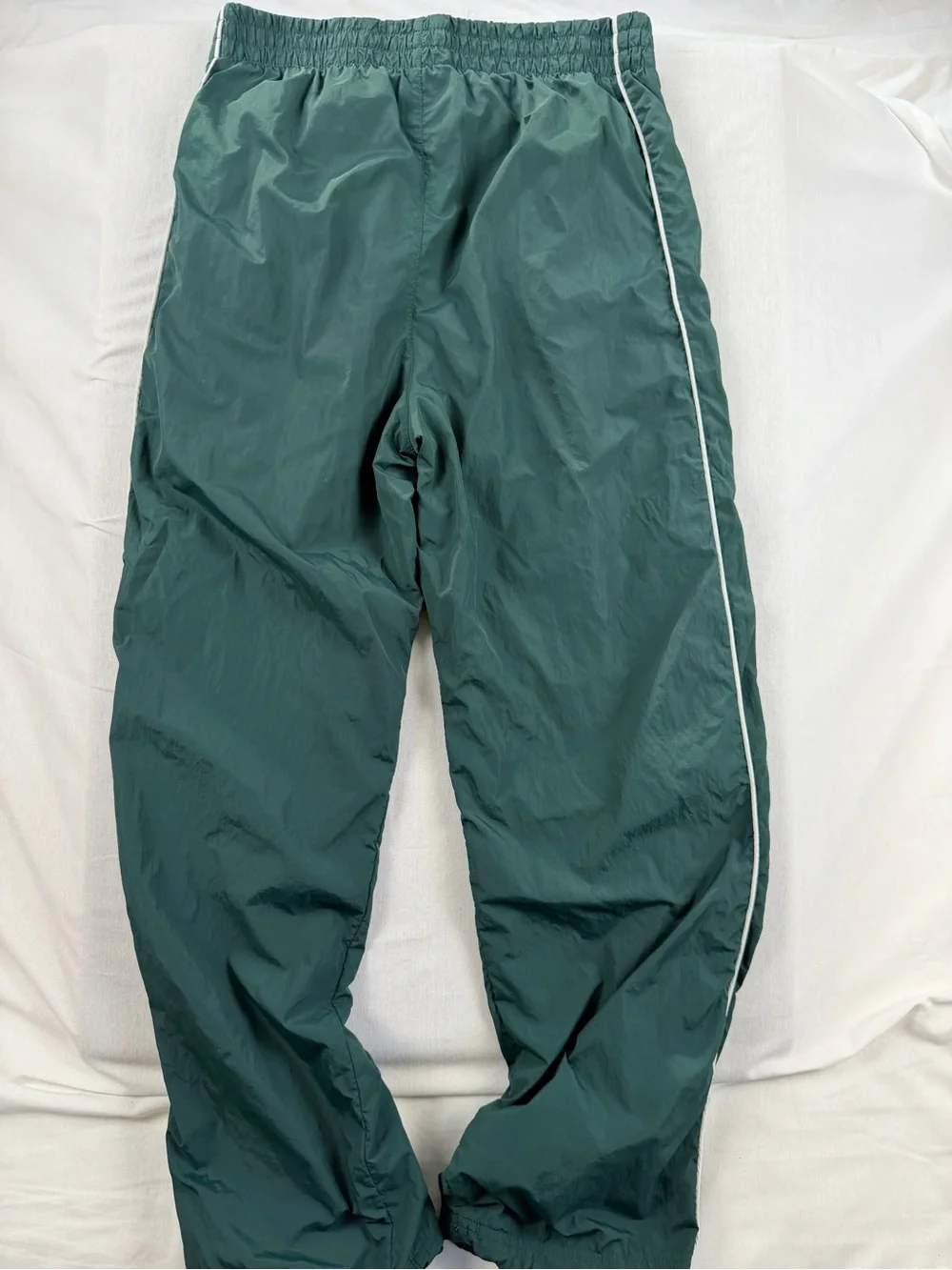 Hollister Green Nylon Windbreaker Track Pants Y2K Piping Parachute XS